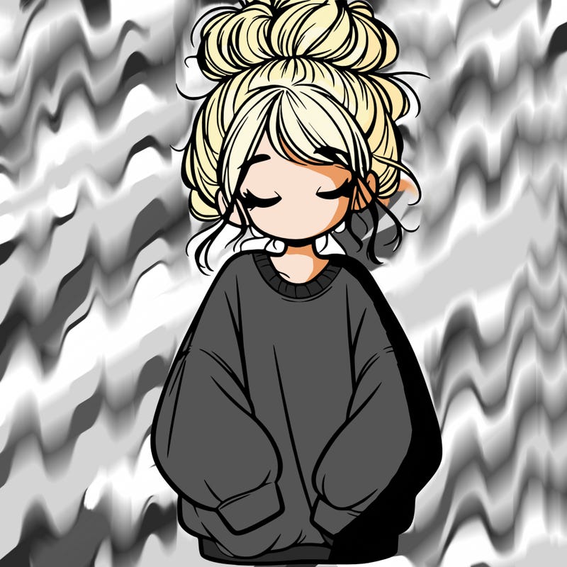 girl with baggy sweatshirt and messy bun