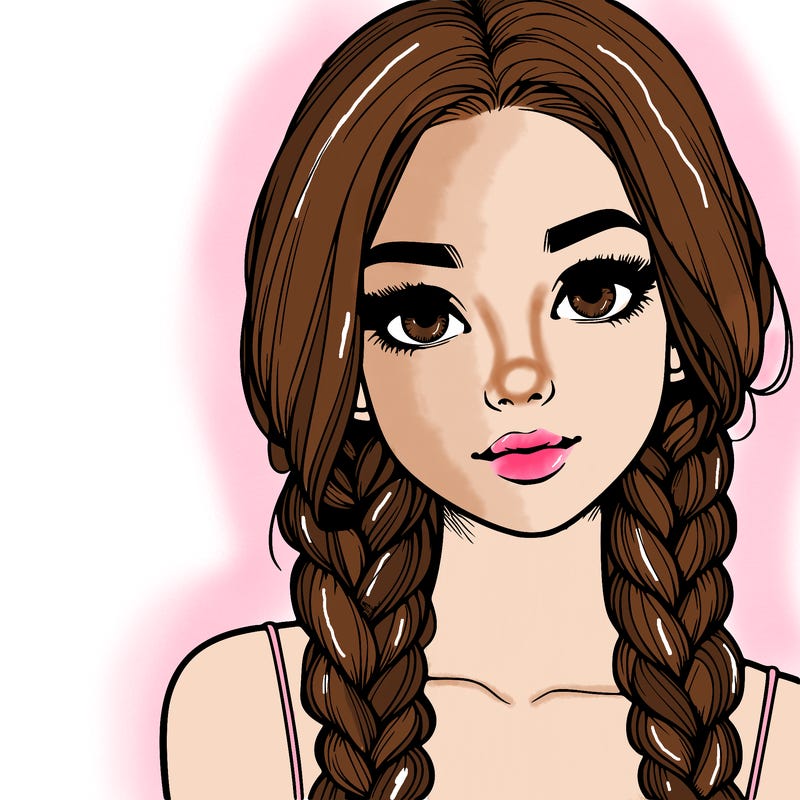 realistic girl with braids