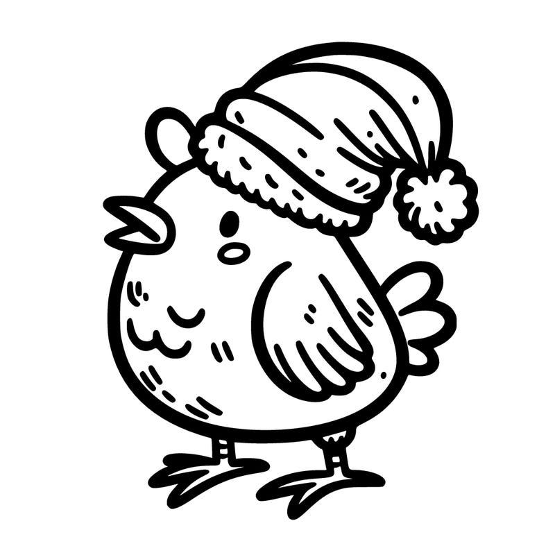 chicken in a christmas hat