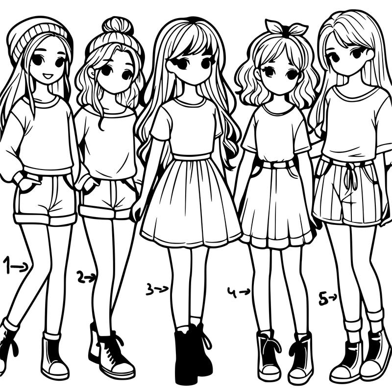 a group of five girls