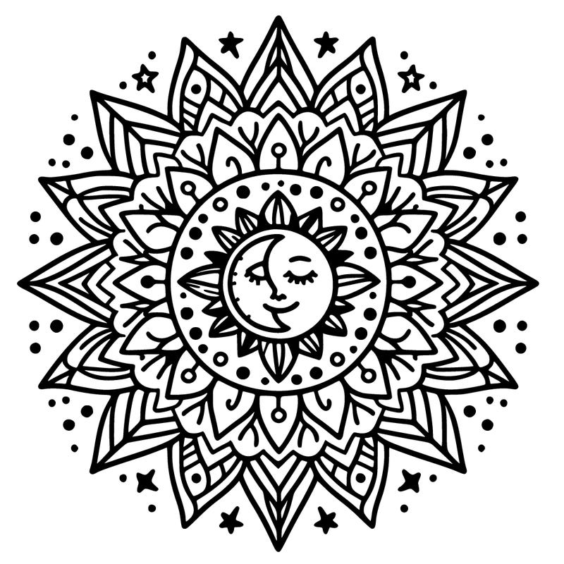 mandala star sun moon