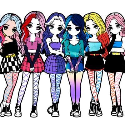 a group of girls realistic