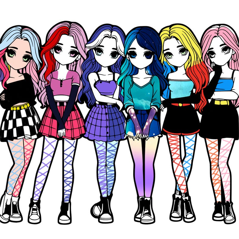 a group of girls realistic