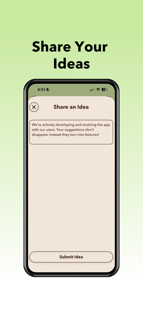 Sprout - Competitive Cooking - Sprout app interface for sharing user ideas and feedback