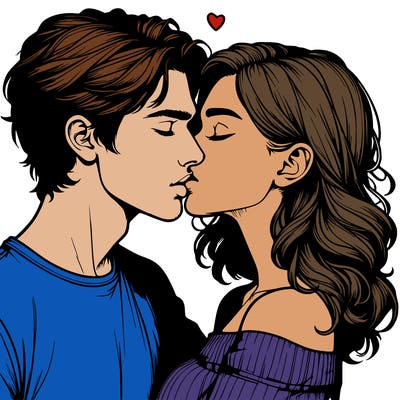 realistic couple kissing