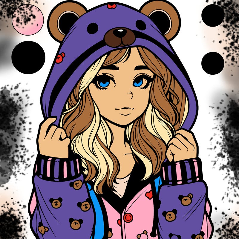 realistic girl in a animal pjs hoodie