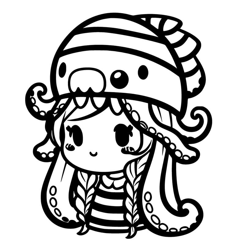 cute girl in kraken hat