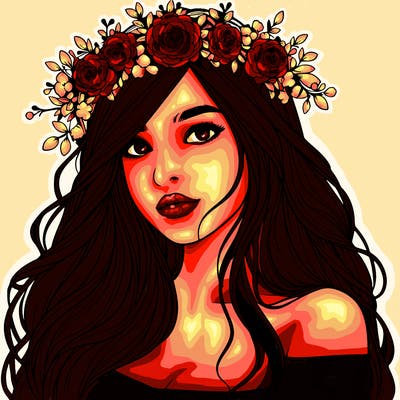 realistic girl with flower crown