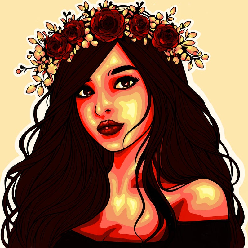 realistic girl with flower crown