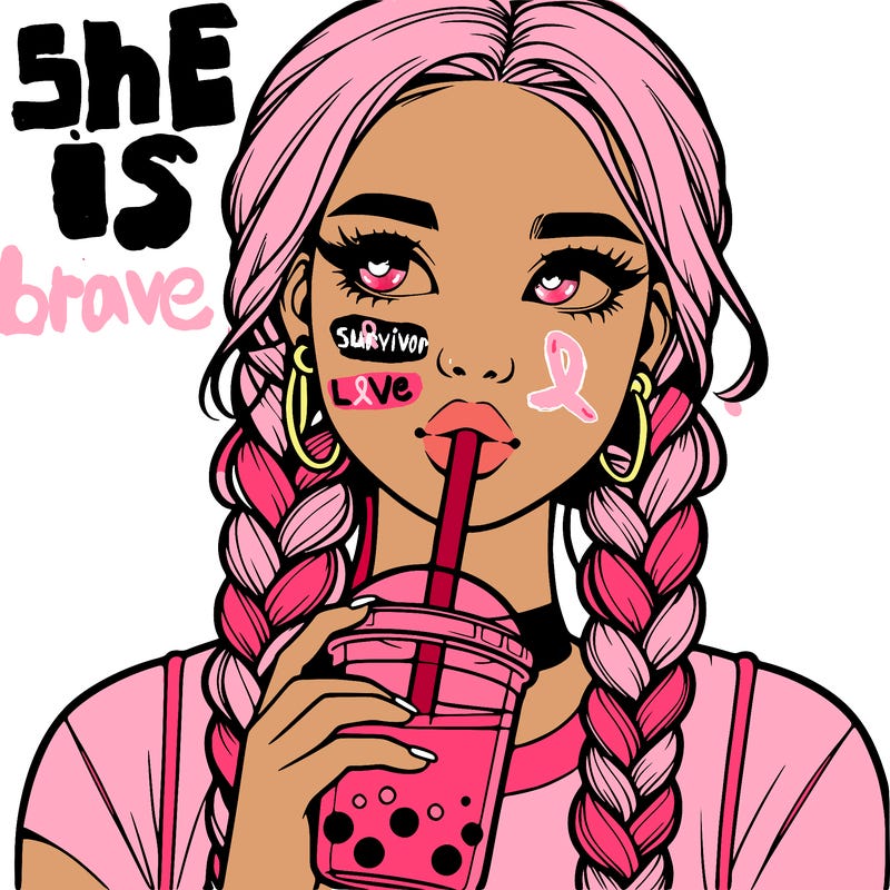 realistic girl with braided hair drinking boba