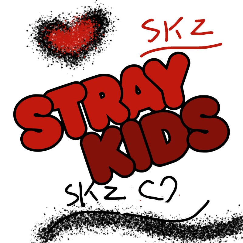 bubble letters saying stray kids