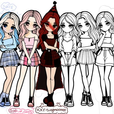 a group of girls realistic