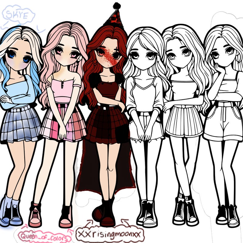 a group of girls realistic