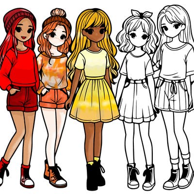 a group of five girls