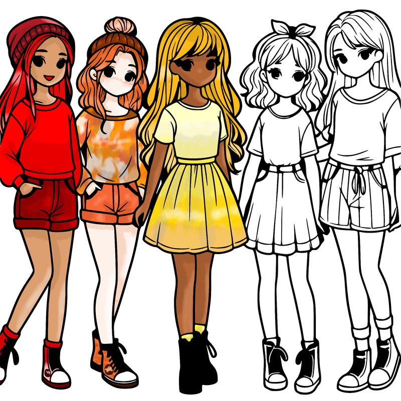 a group of five girls