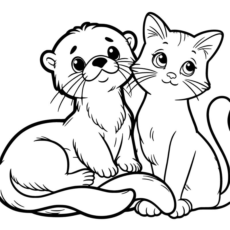 otter and cat