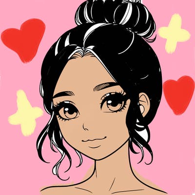 realistic pretty girl with hair in bun