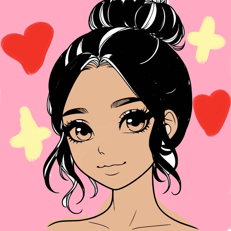 realistic pretty girl with hair in bun