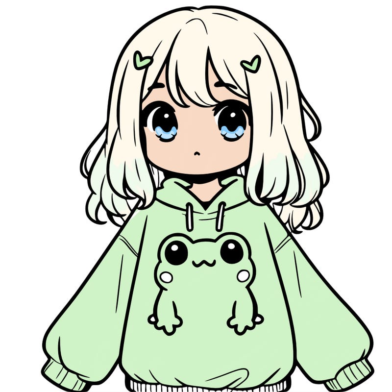 girl wearing frogging sweatshirt