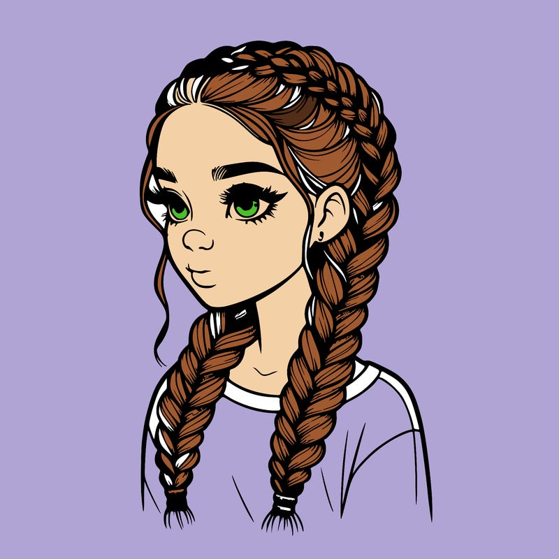 realistic girl with braids