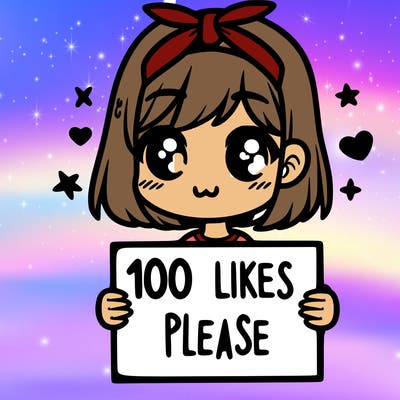 girl holding sign saying 100 likes please
