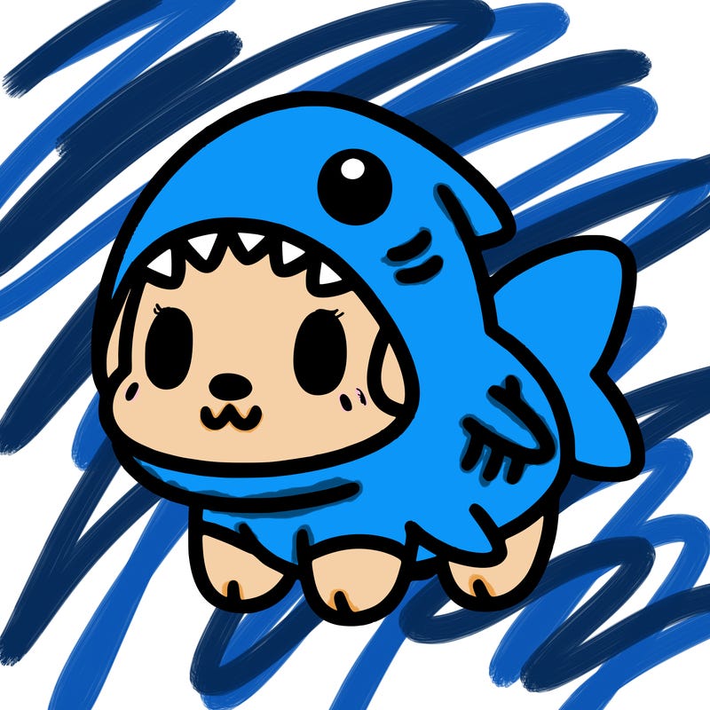 cute dog wearing a shark costume