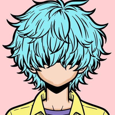 manga boy fluffy hair covering his eyes