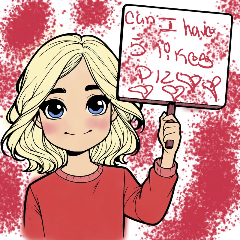 realistic girl holding up a sign