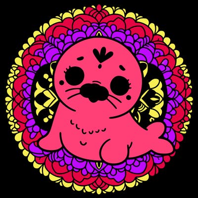 a cute baby seal mandala