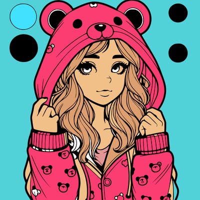 realistic girl in a animal pjs hoodie