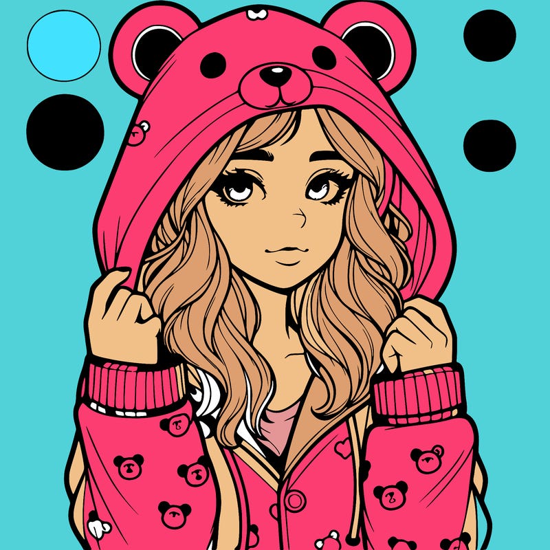 realistic girl in a animal pjs hoodie