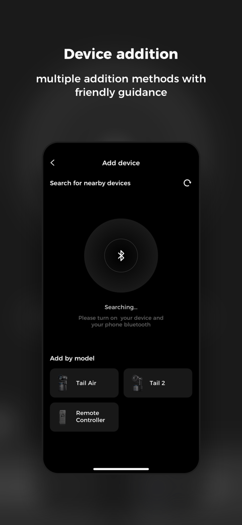 Obsbot Live - Device addition screen in Obsbot Live for connecting Tail Air and Tail 2 cameras