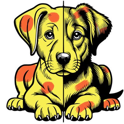 realistic dog split picture