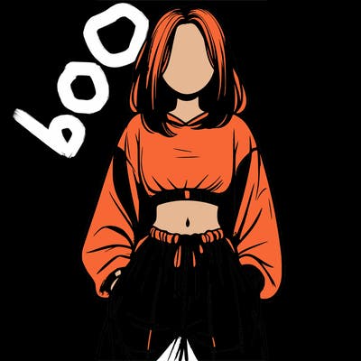 realistic girl faceless with baggy pants and a crop top