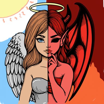 realistic angel half demon