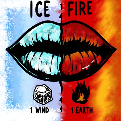 realistic lip split in fourth . 1 fourth ice 1 fire 1wind 1 earth