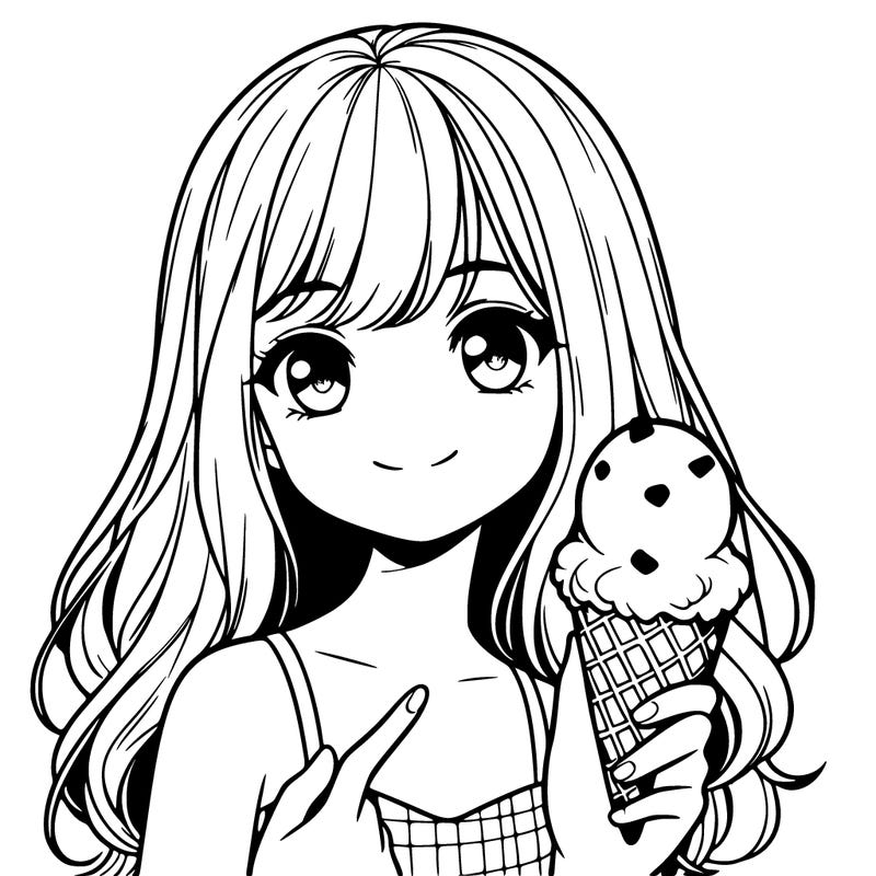 realistic girl with ice cream in her hand mint chocolate chip