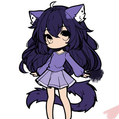 cute nice manga anime drawing only a bit chibi not to much lion ears girl with tail