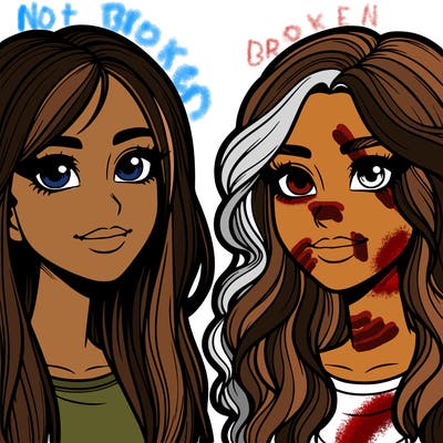 realistic two freinds girls both with blonde hair and brown eyes both hve noses one with straight hair and on with wavy hair realistic