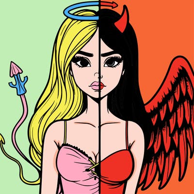 devil vs angel realistic girl