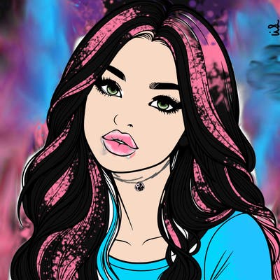 realistic girl with hair on her hair and lips