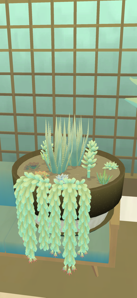 Viridi - A digital pot filled with various growing succulents in the Viridi app