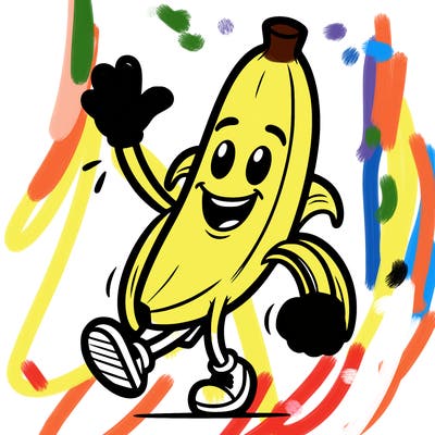 banana that’s waving his hands in the air