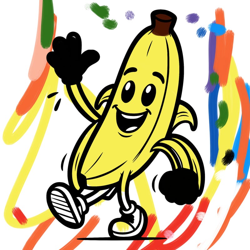 banana that’s waving his hands in the air