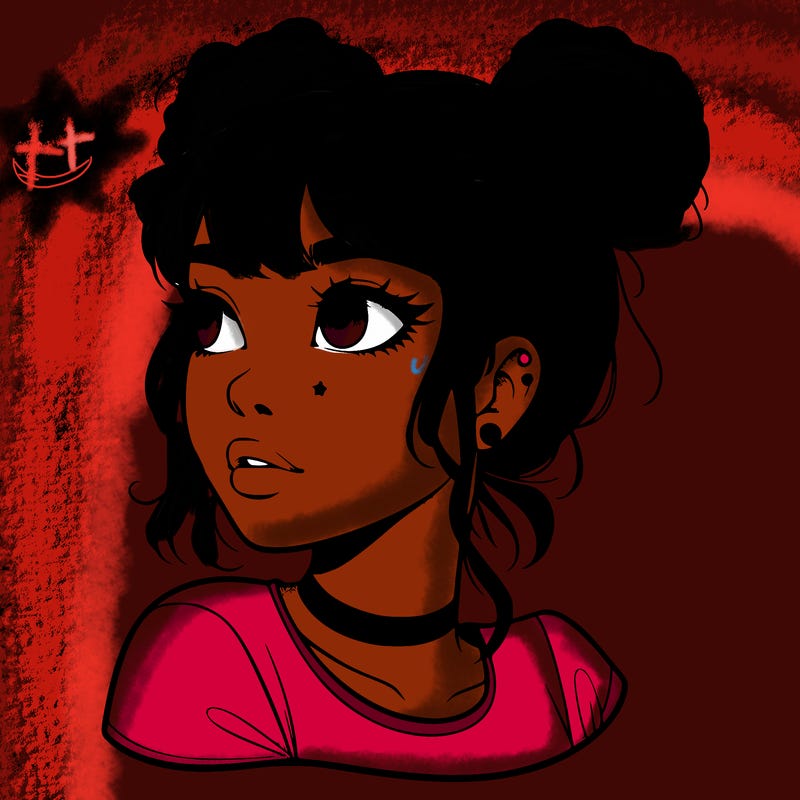 realistic girl with spacebuns