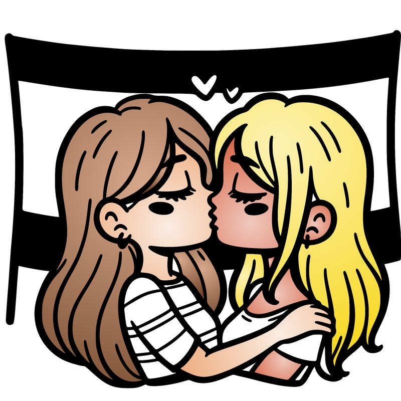 pride flag with two girls kissing