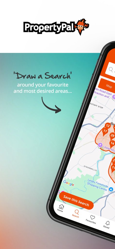 PropertyPal - PropertyPal app screenshot showing the draw a search feature on a map