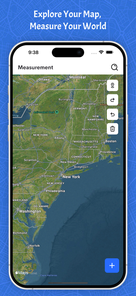 Field maps - Distance Measure - Visualização de mapa de satélite no aplicativo Field maps para medir distância e área de terras.
