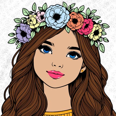 realistic girl with flower crown