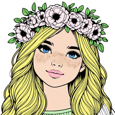 realistic girl with flower crown